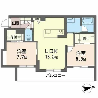 ジェイエイチエスプレミア学園前【3階】の間取り