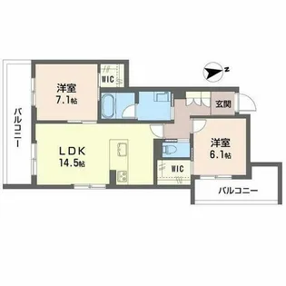 ジェイエイチエスプレミア学園前【2階】の間取り