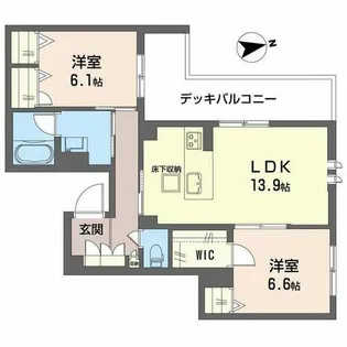 ジェイエイチエスプレミア学園前【1階】の間取り