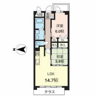 シャーメゾン アサヒ【0109号室】の間取り