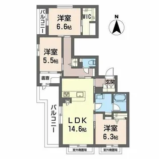 メゾン ウエスト リバー【0303号室】の間取り