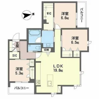 ザ パークサイド上八【0202号室】の間取り