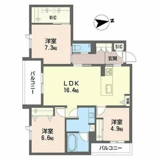 ザ パークサイド上八【0401号室】の間取り
