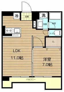 ヴォンジョルノ難波【9階】の間取り