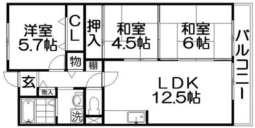 パルハセトン香里園【4階】の間取り