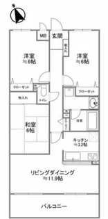 ローレルコート昭和田面町【303号室】の間取り