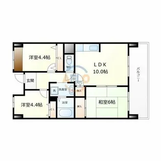 CH.158RESIDENCE NAKANOSHIMA【6階】の間取り