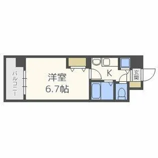 エイペックス天神橋Ⅰ【6階】の間取り