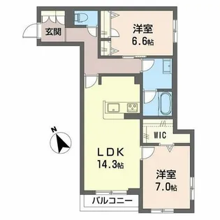 シャーメゾン岡田ハイテール【0201号室】の間取り