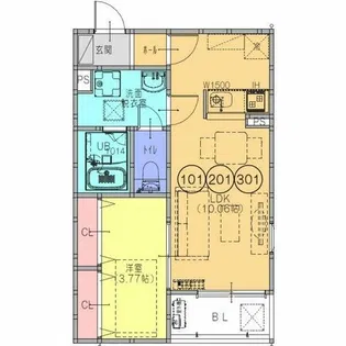 F+style藤井寺道明寺6号館【1階】の間取り