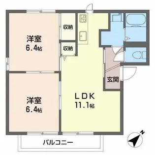アイクスコートI・J【I222号室】の間取り