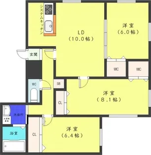 ロアジ南12条【4階】の間取り