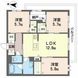 シャーメゾン小町【0201号室】の間取り
