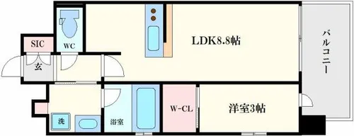 リビオレゾン谷町六丁目ステーションプレミア【9階】の間取り