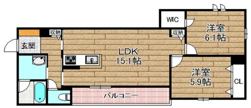 シャーメゾン リアン【102号室】の間取り