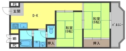 丸信リバーサイドコーポ1棟【9階】の間取り