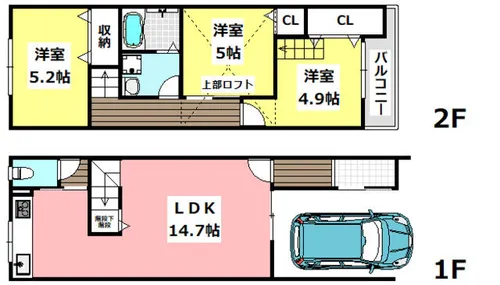大阪府摂津市一津屋2丁目【タウンハウス】の間取り