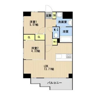 LIBTH高取Ⅱ【0201号室】の間取り