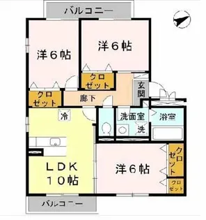 クレールE棟【3階】の間取り