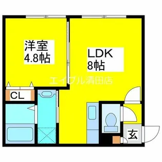 レーヴ清田【205号室】の間取り