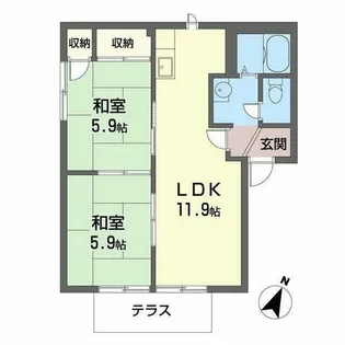 きぬがさ 21【0103号室】の間取り