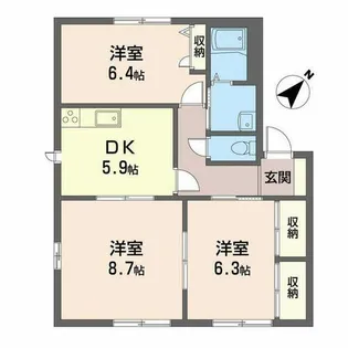 リバーサイド忠岡【1階】の間取り