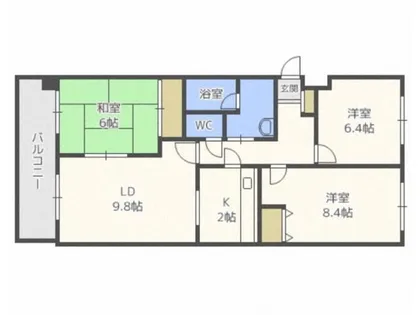 アルファスクエア円山【6階】の間取り