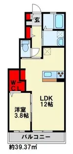 TWIN LEAF COAT B棟【103号室】の間取り