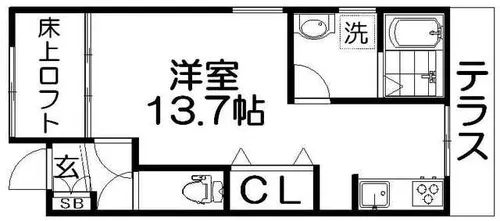 キャルムコート星田【1階】の間取り