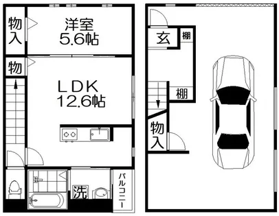Garagehouseイデアル【1号室】の間取り