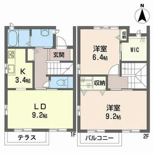 パルモ夢み台N【N102号室】の間取り