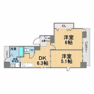 新和ルミエール【6階】の間取り