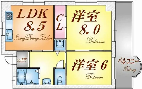 ラムール花山A棟【3階】の間取り