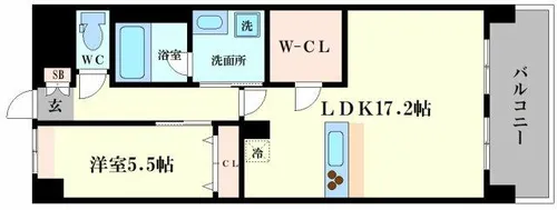 スプランディッド難波WESTⅡ【9階】の間取り
