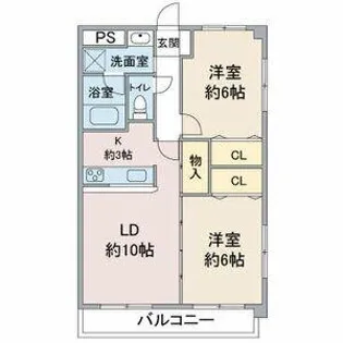 レージュ桔梗平【1階】の間取り