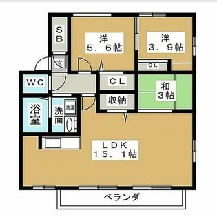 サンモール喜惣治C棟【101号室】の間取り