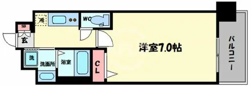 エグゼ難波西Ⅳ【13階】の間取り