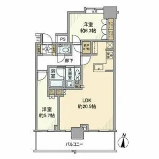 プラウドタワー名古屋栄【15階】の間取り