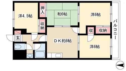 コーニッシュ西中島【5階】の間取り
