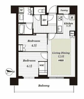 ジオタワー宝塚グランレジス The North【13階】の間取り