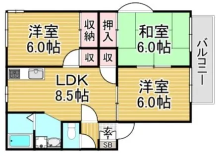 福岡県春日市大谷8丁目【アパート】の間取り