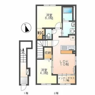 ノースグレイス【2階】の間取り