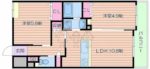 アプリコット長居【3階】の間取り