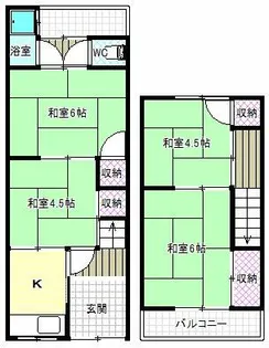大阪府柏原市平野1丁目【一戸建】の間取り