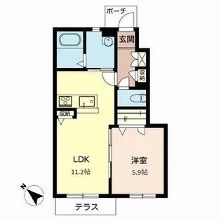 シャーメゾンヒメコウライグリーン【1階】の間取り