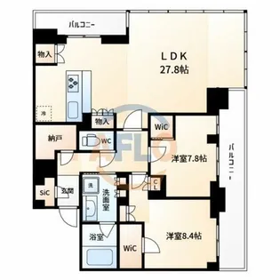 グランドメゾン新梅田タワー THE CLUB RESIDENCE【47階】の間取り