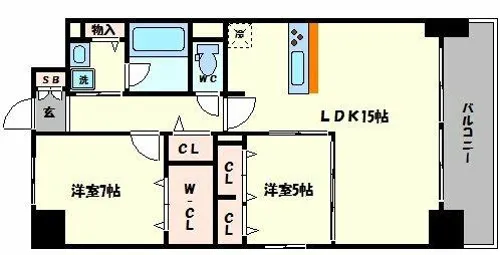 ビビアンパレス桜川公園【7階】の間取り