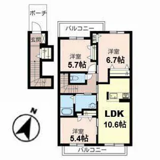 イーストガーデン中百舌鳥【0203号室】の間取り