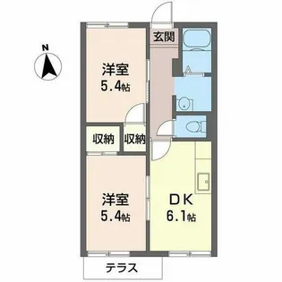 タウニー住之江【0102号室】の間取り