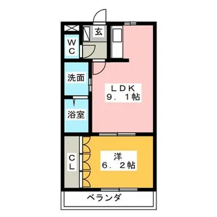 メゾンヤスイA【1階】の間取り